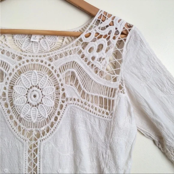 Lace Bohemian Crochet Knit Blouse - Picture 2 of 5